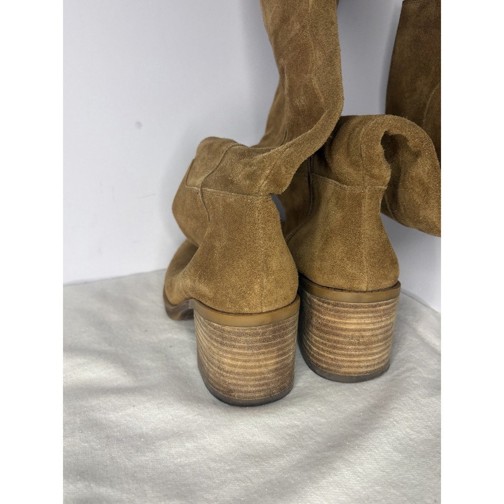 Lucky Brand Suede High Knee Boots Women's Size 6.5 Brown Block Heel Side Zip - Picture 5 of 10